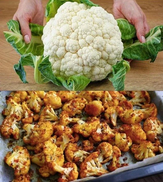 Gebackener Blumenkohl aus dem Ofen mit Gewürzen und Käse.