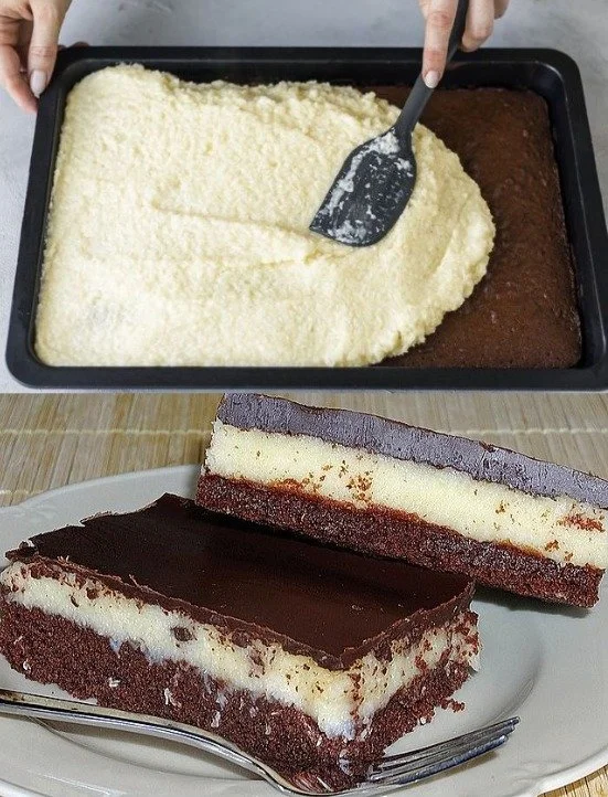 Leckere Bounty Kuchen ohne Backen mit Schokolade und Kokosnuss