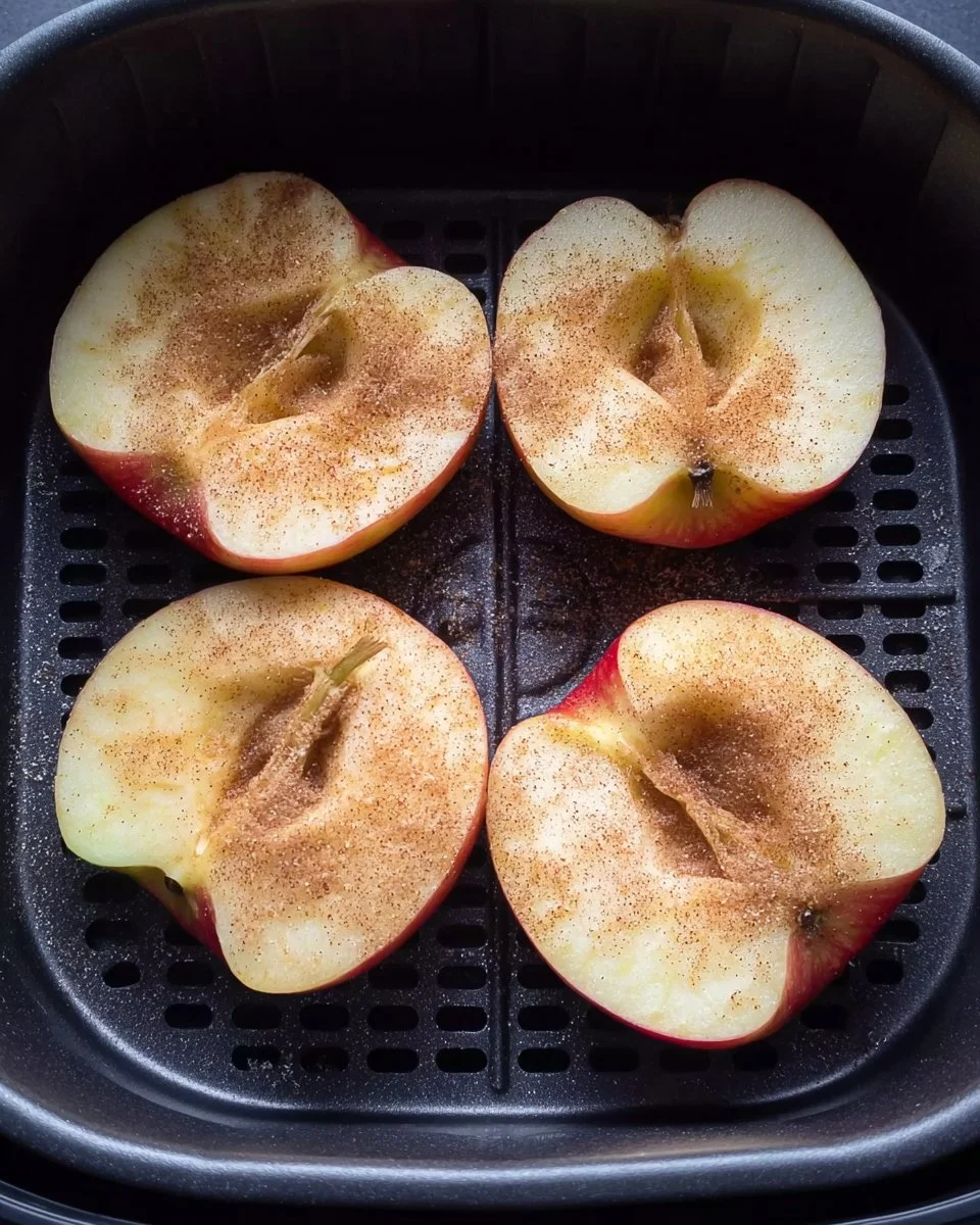Bratapfel in der Heißluftfritteuse mit Zimt und Nüssen für einen gesunden Snack