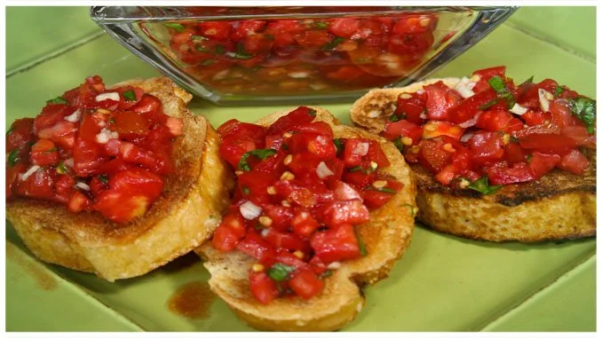 Bruschetta with tomatoes and garlic