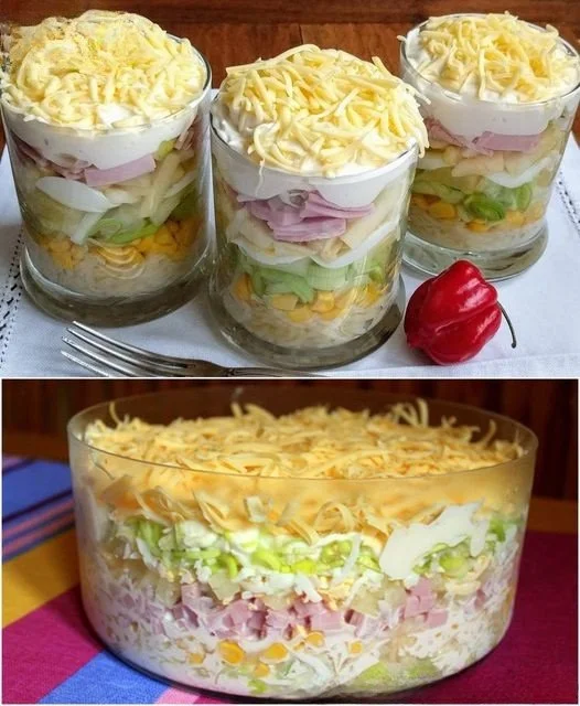 Bunter Nudelsalat mit frischem Gemüse und einer köstlichen Dressing-Vinaigrette