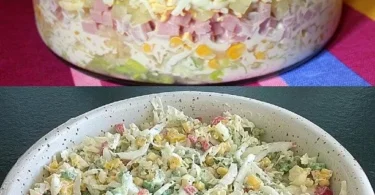 Frischer Chinakohlsalat mit buntem Gemüse und Dressing