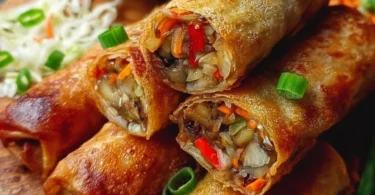 Crispy Frühlingsrollen aus dem Airfryer auf einem Teller angerichtet