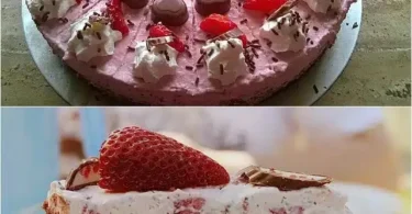Erdbeer Yogurette Kuchen mit Nussboden - leckeres Dessert
