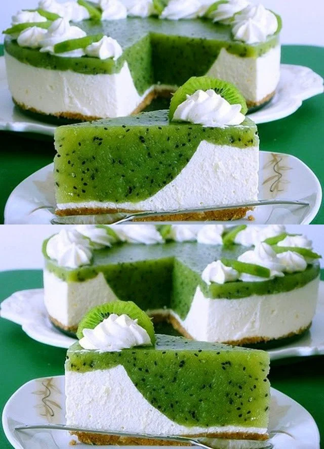 Erfrischende Kiwi Torte ohne Backen mit Frischkäse
