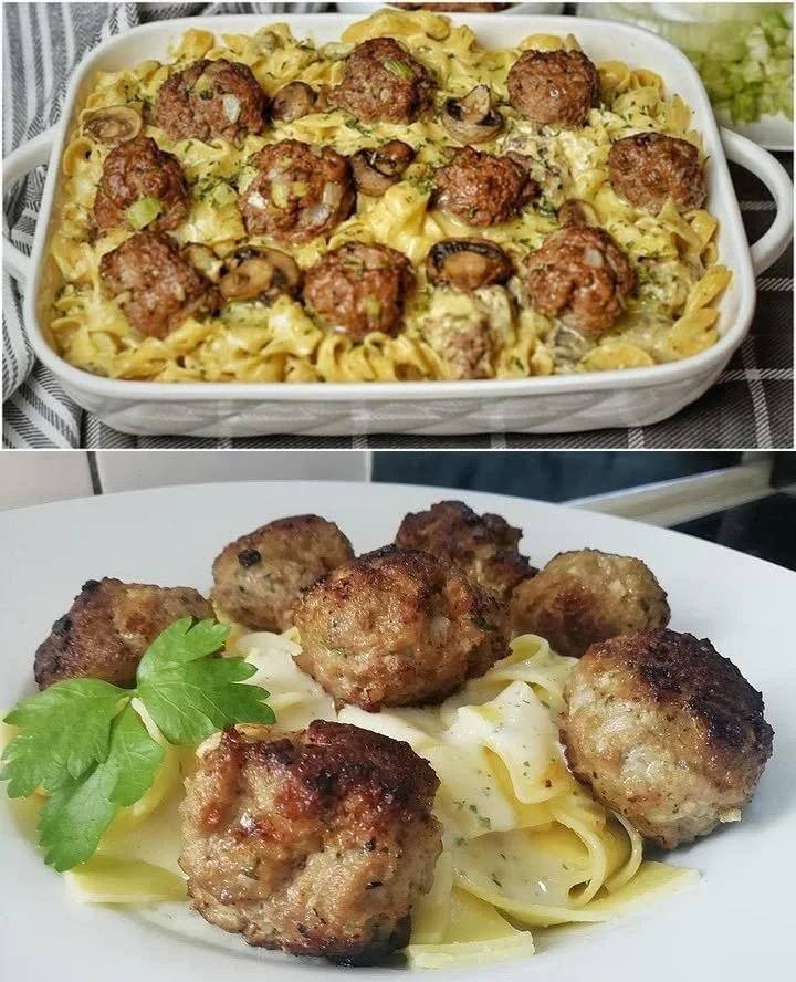 Fleischbällchen mit Tagliatelle und Pilzsoße