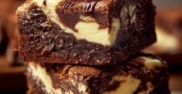 Leckere Frischkäse-Brownies auf einem Teller serviert