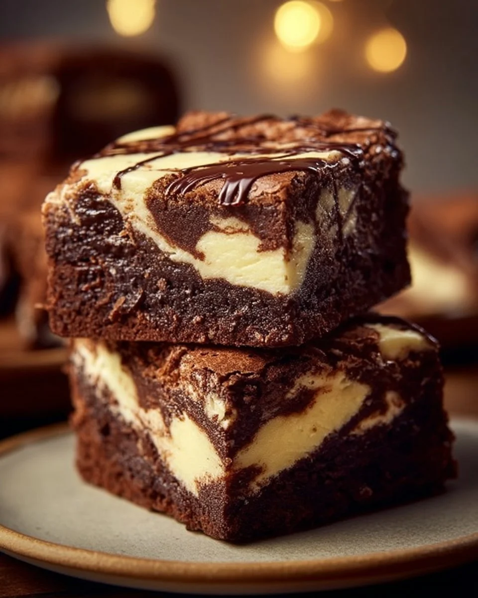 Leckere Frischkäse-Brownies auf einem Teller serviert