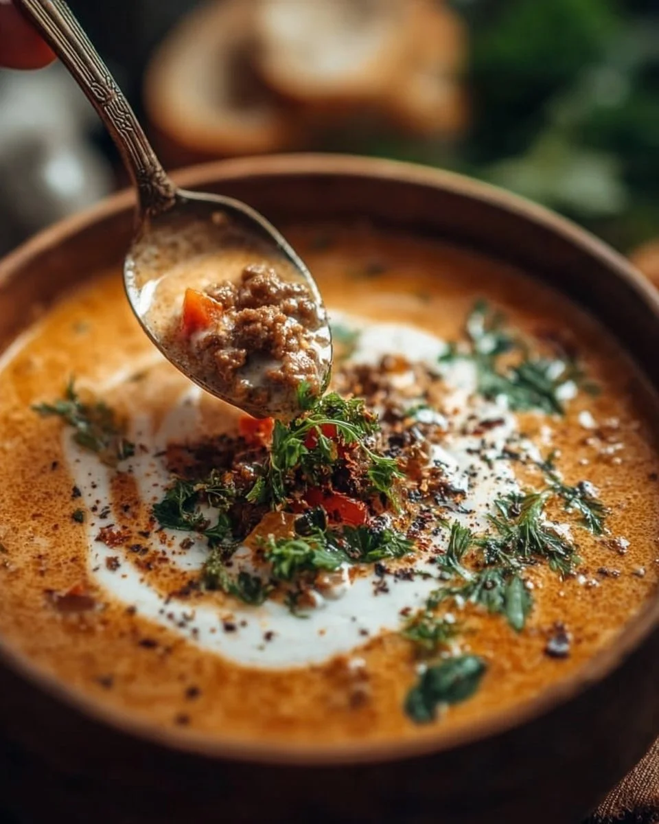 Friss-dich-dumm-Suppe – Cremige Käsesuppe mit Hackfleisch