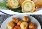 Frittierte Bananen serviert im asiatischen Stil