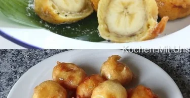 Frittierte Bananen serviert im asiatischen Stil