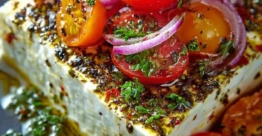 Gebackener Schafskäse auf Griechische Art mit mediterranen Kräutern und Olivenöl