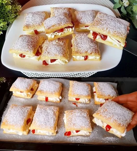 Gefüllte Blätterteigstücke