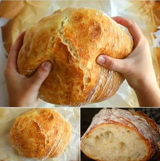 Frisch gebackenes Hausbrot auf einem Holzbrett, bereit zum Servieren.
