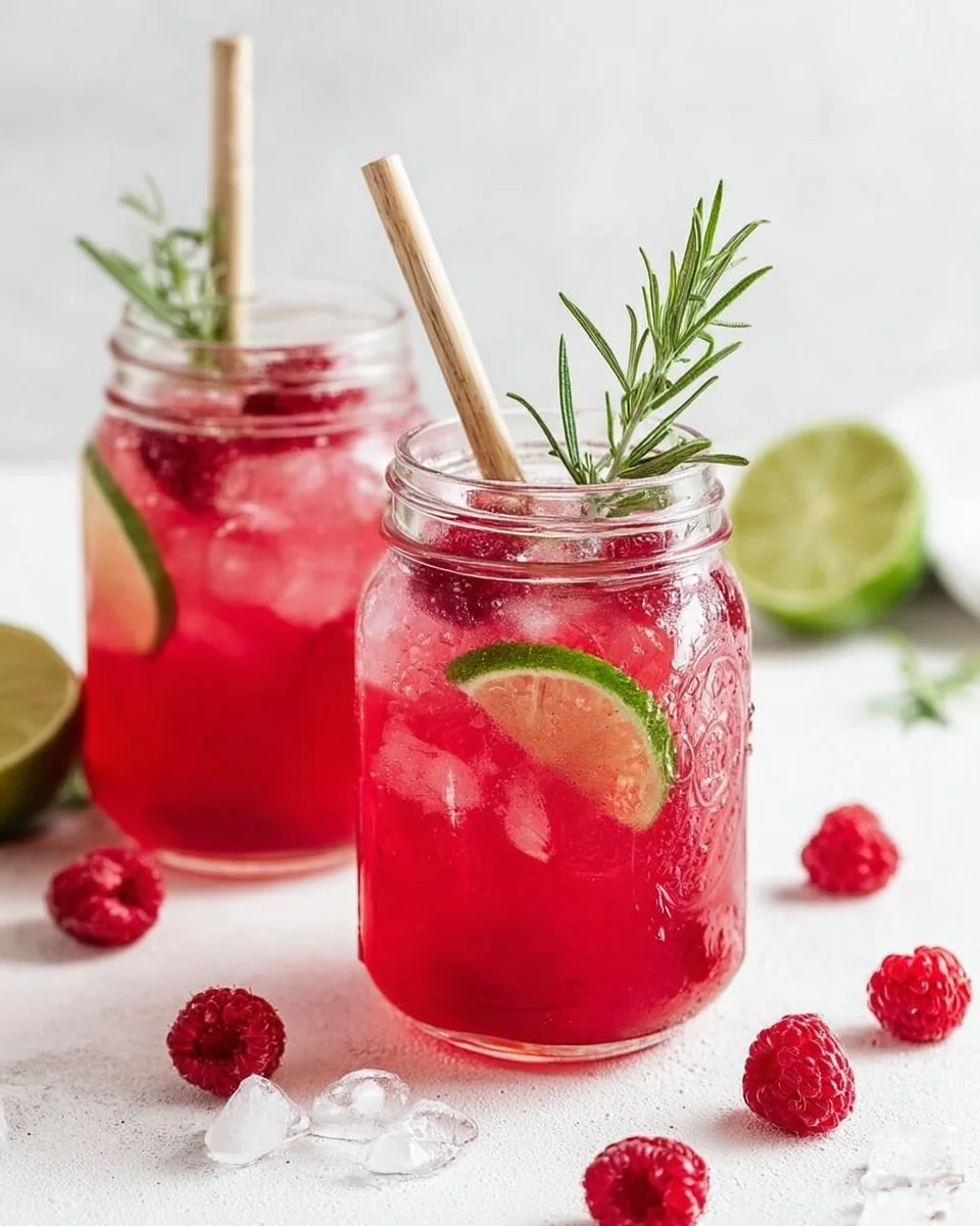 Himbeer-Limonade mit Rosmarin und Limette