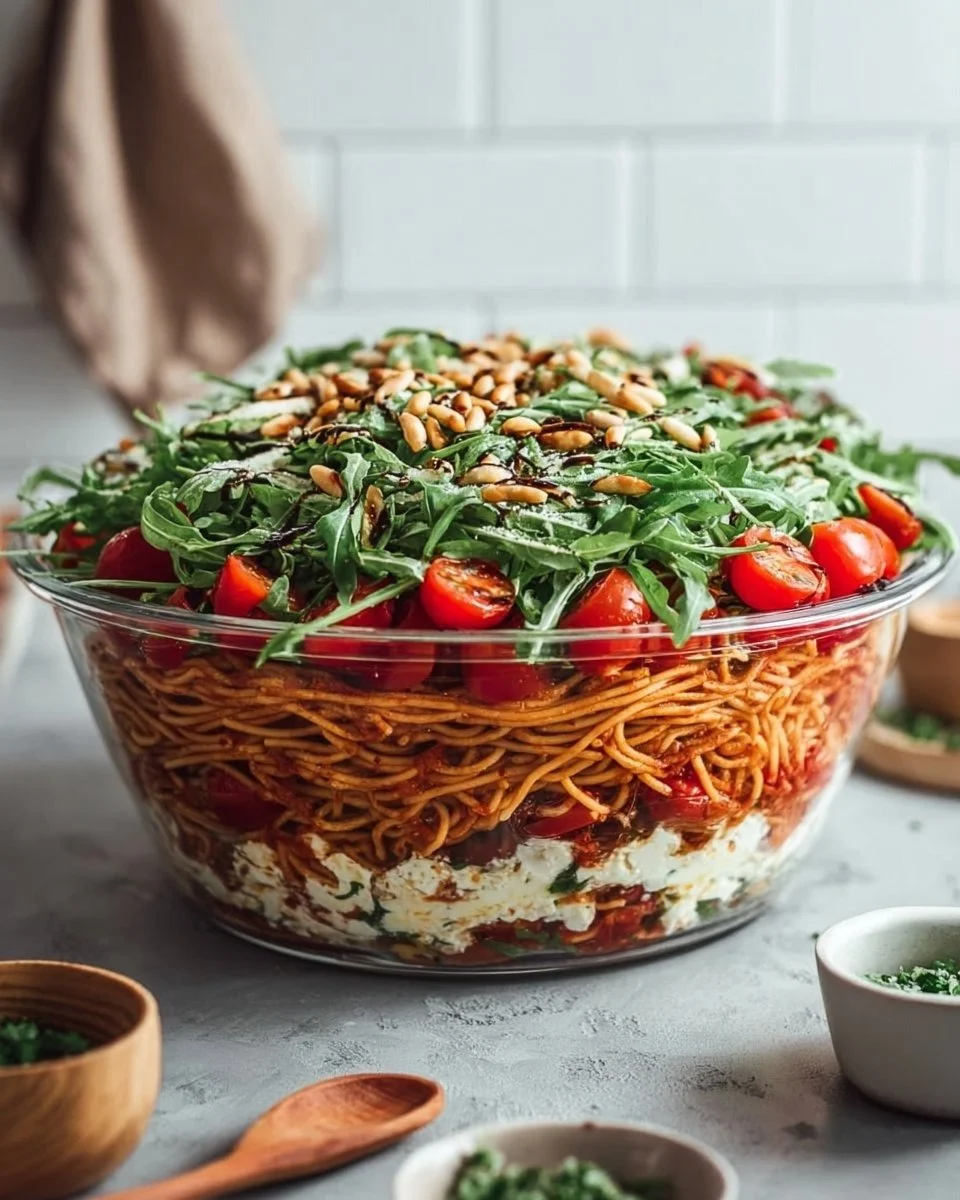 Italienischer Spaghetti-Schichtsalat