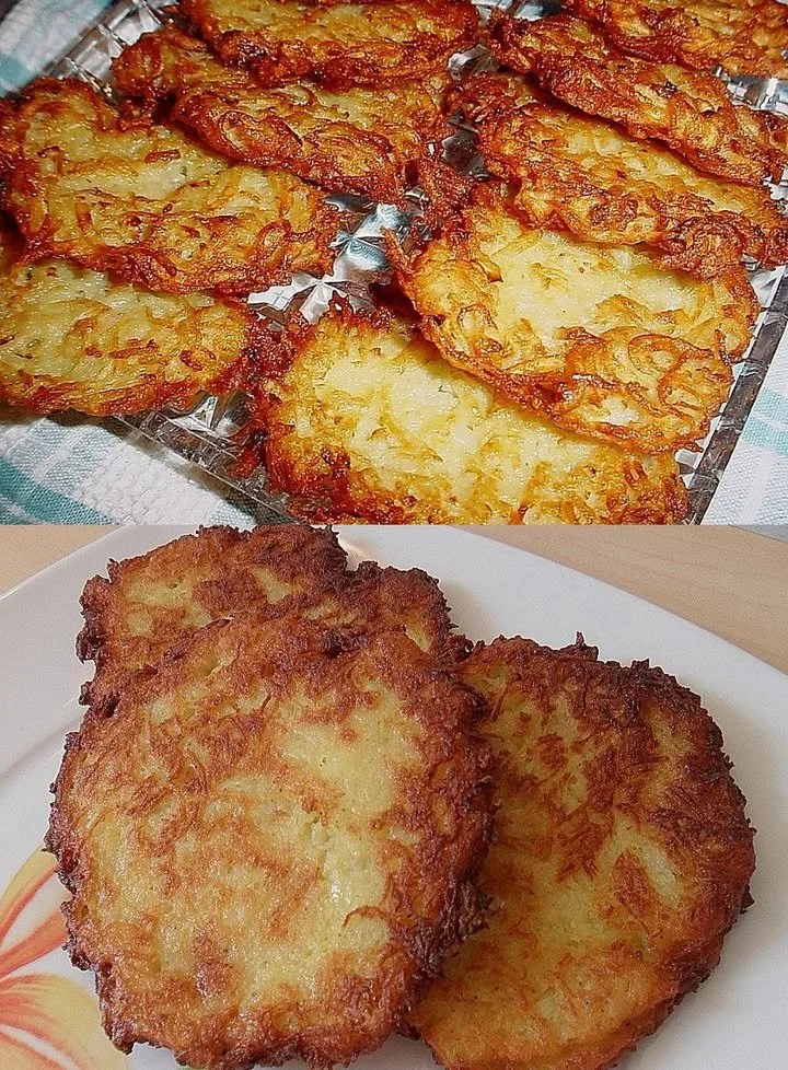 Leckere, goldbraun gebratene Kartoffelpuffer auf einem Teller