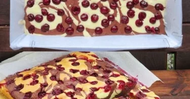 Saftiger Kirschkuchen vom Blech mit frischen Kirschen und luftigem Teig