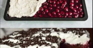 Leckere Kirschtorte mit frischen Kirschen und Sahne-Topping