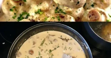 Knoblauchpilze in Parmesankäse, ein schmackhaftes Rezept auf einem Teller.