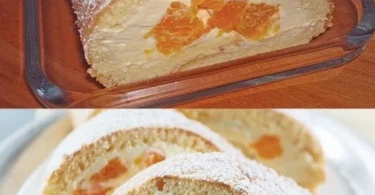 Mandarinen Quark Biskuitrolle mit frischer Sahne und Mandarinen