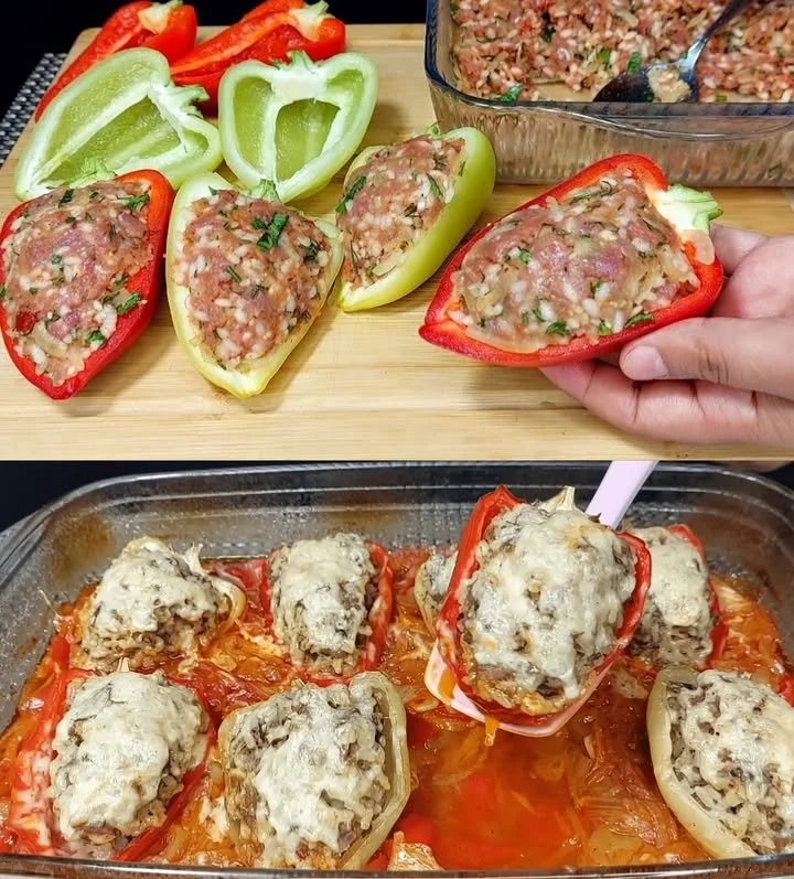 Ofenpaprika gefüllt mit Hackfleisch nach Omas Rezept
