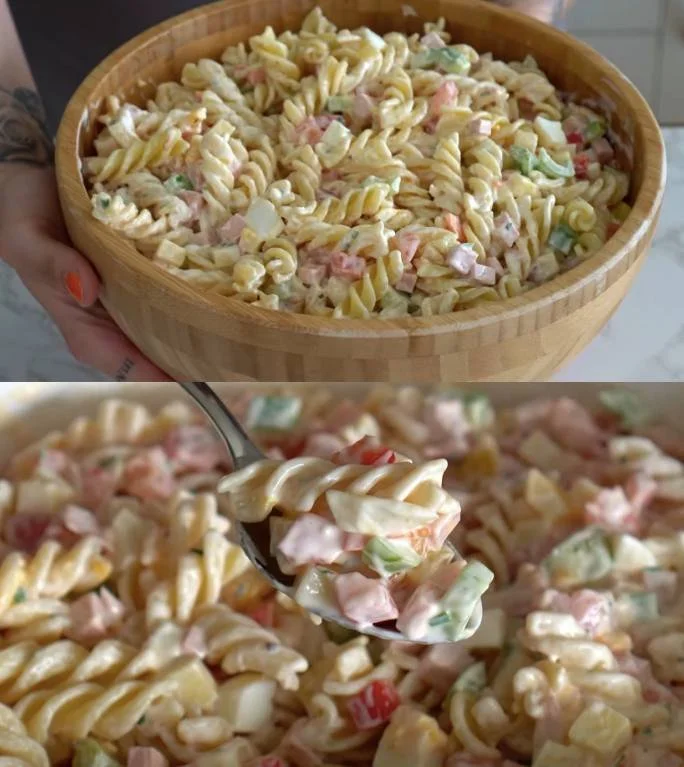 Pasta Salad mit köstlichem Geheimrezept und frischen Zutaten.
