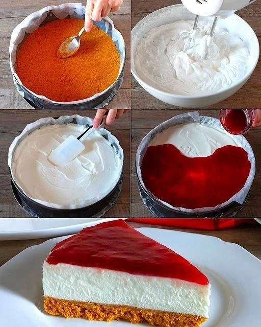 Philadelphia Himbeertorte mit frischen Himbeeren und cremigem Belag