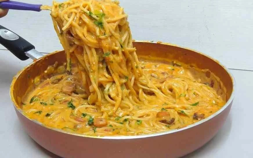 Pilzspaghetti aus der Pfanne