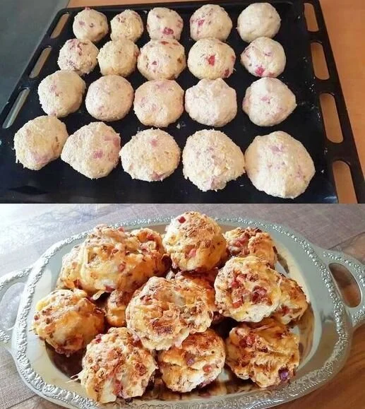 Leckere Pizza-Bällchen mit frischen Zutaten auf einem Teller serviert