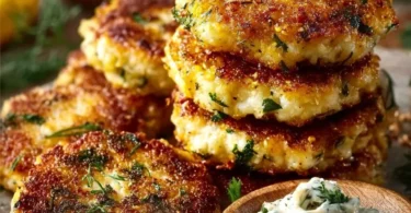 Proteinreiche Hüttenkäse-Taler auf einem Teller