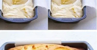 Leckerer Quark Rührkuchen auf einem Teller serviert