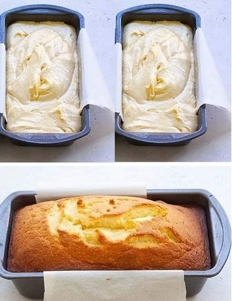 Leckerer Quark Rührkuchen auf einem Teller serviert