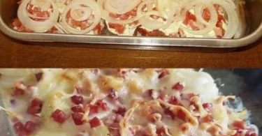 Schnitzel mit Schinken und Käse auf einem Teller serviert