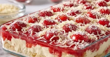 Spaghettieis Blechkuchen in Tasse serviert, leckeres Dessert für jeden Anlass