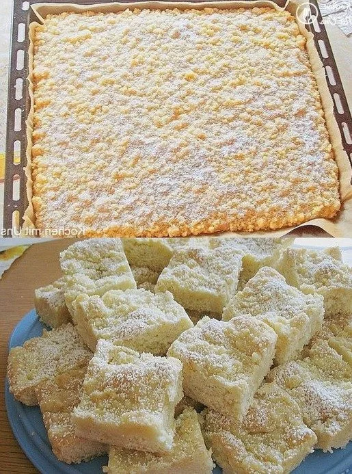 Frischer Streuselkuchen mit goldbraunen Streuseln und fruchtiger Füllung