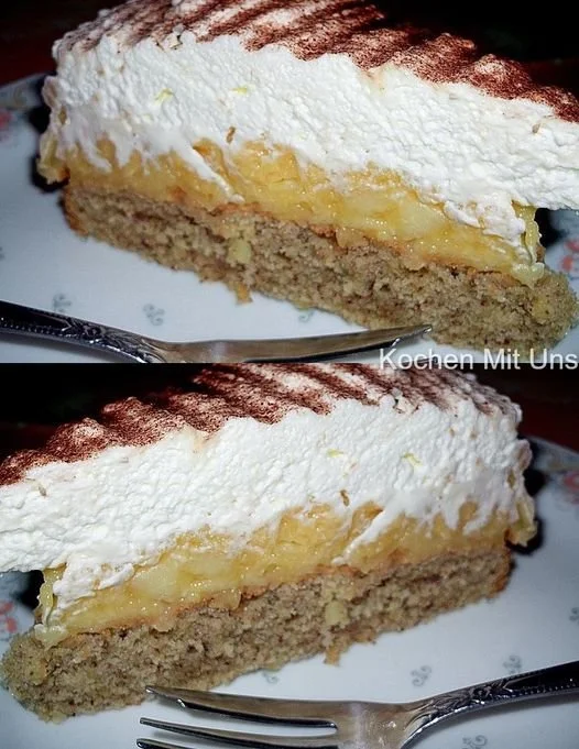 Saftiger und supersofter Apfelkuchen auf einem weißen Teller