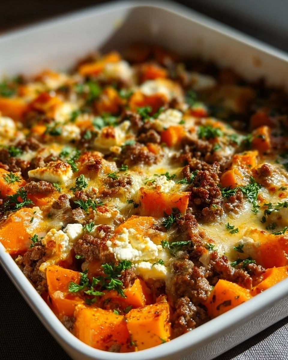 Süßkartoffel-Hackfleisch-Auflauf mit Feta – Herzhaft & Gesund