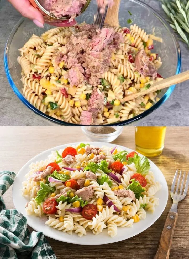Thunfisch-Ei-Gurken-Salat mit frischen Zutaten und würzigem Dressing
