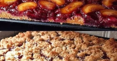 Rezept für ultrasaftigen Pflaumenkuchen vom Blech mit Streuseln