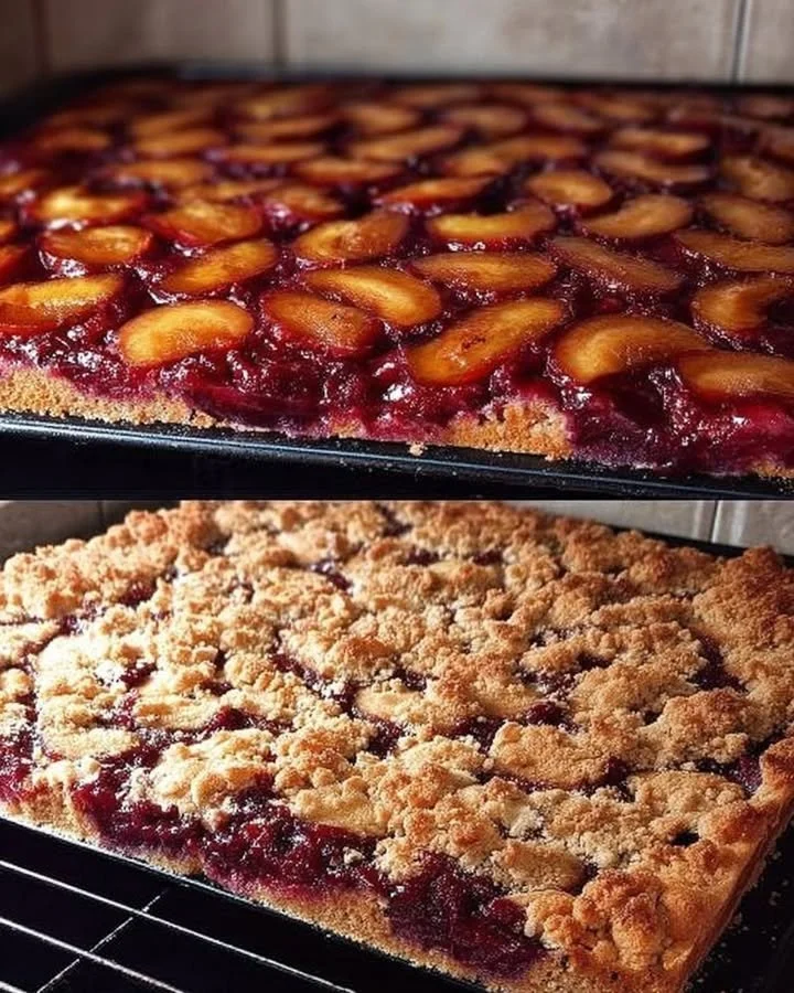 Rezept für ultrasaftigen Pflaumenkuchen vom Blech mit Streuseln