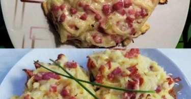 Zwiebelkuchen Schnitt mit frischen Zwiebeln und herzhaftem Belag