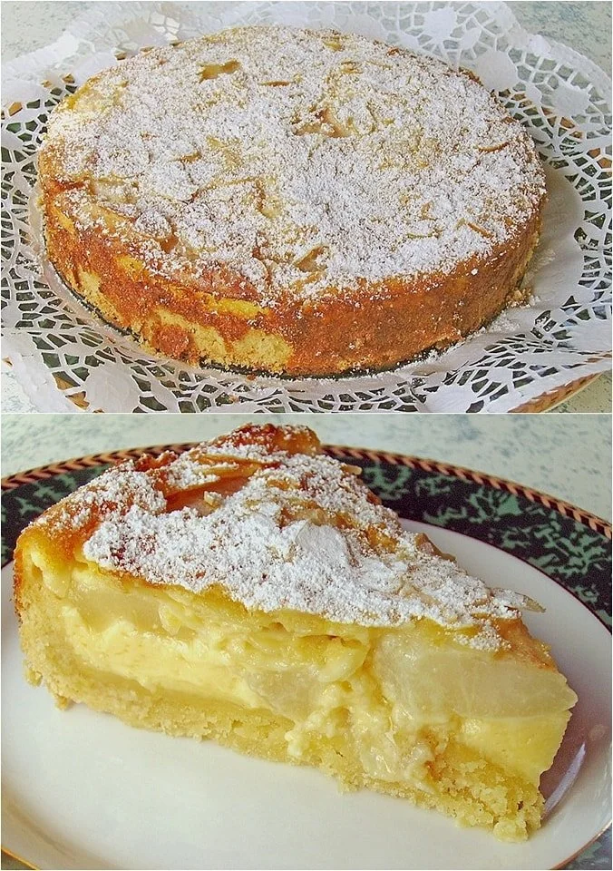 Birnenkuchen mit Vanilleguss