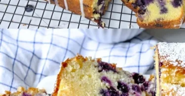 Frisch gebackenes Blaubeerbrot mit saftigen Heidelbeeren