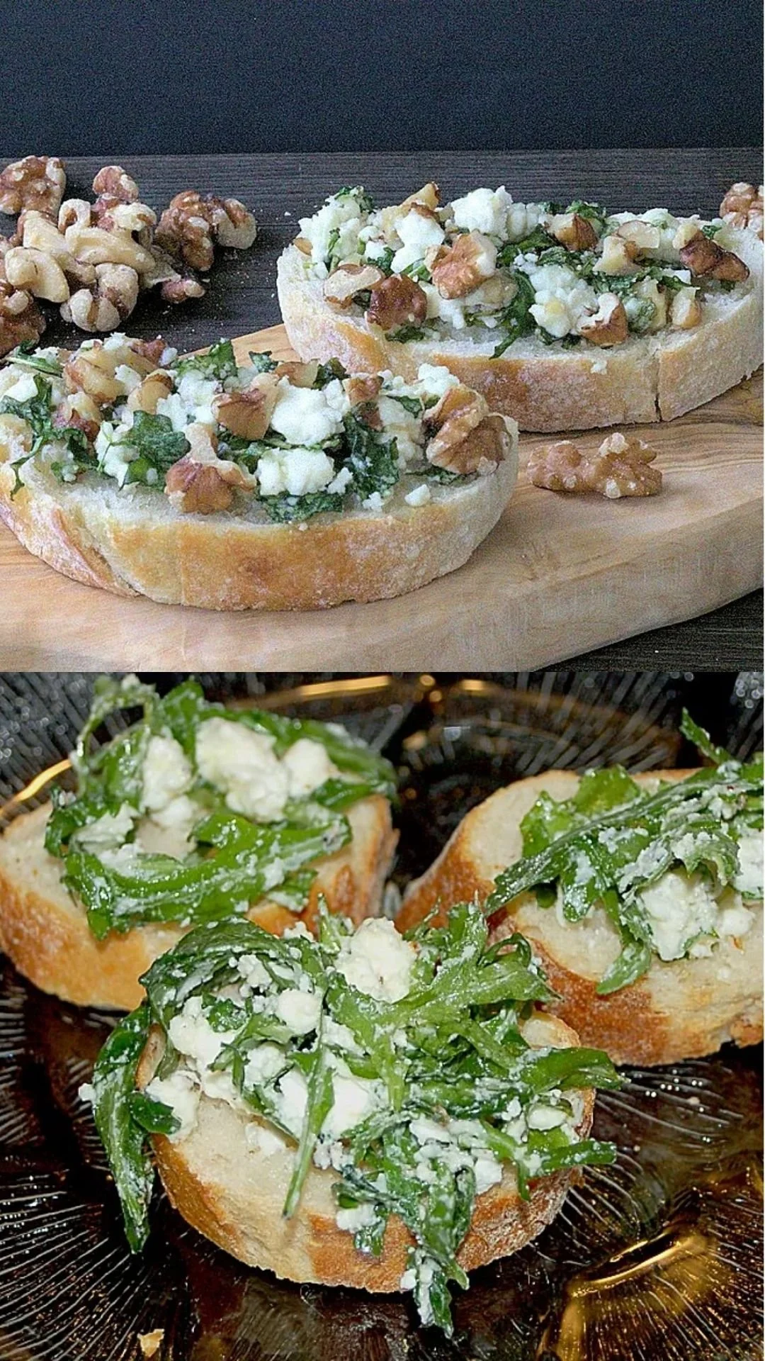 Bruschetta with arugula and feta cheese