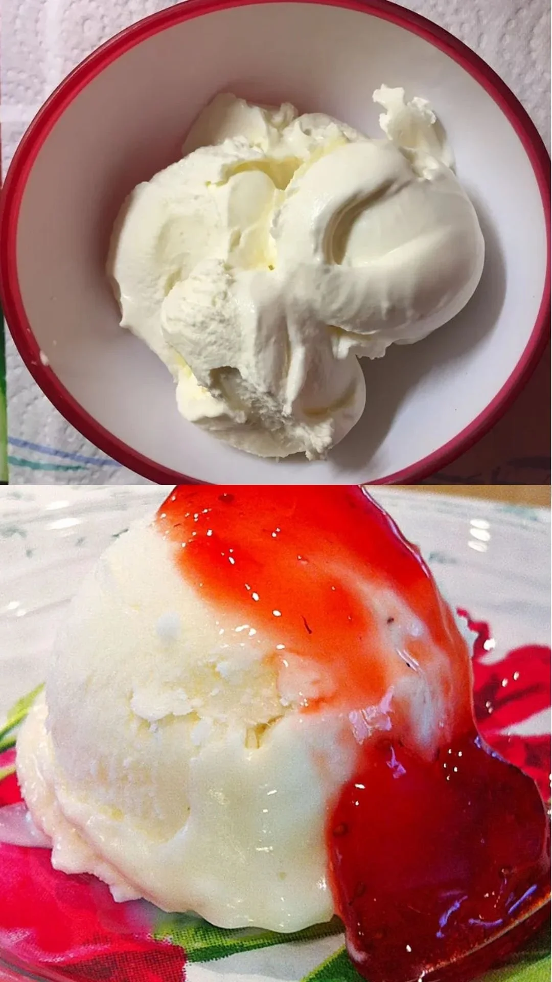 Cremiges Joghurt-Eis in einer Waffel serviert mit frischen Früchten