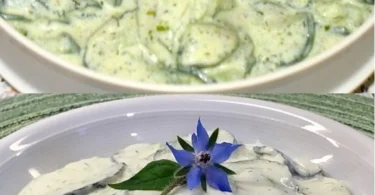 Gurkensalat mit frischem Dill in einer schönen Schüssel serviert