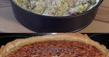 Hack Launch Torte mit Gorgonzola auf einem Teller serviert.