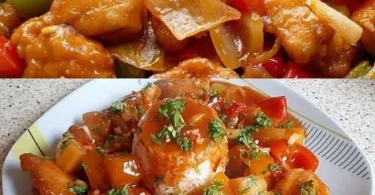 Hühnchen mit Ananas und Paprika in einer bunten, ansprechenden Präsentation