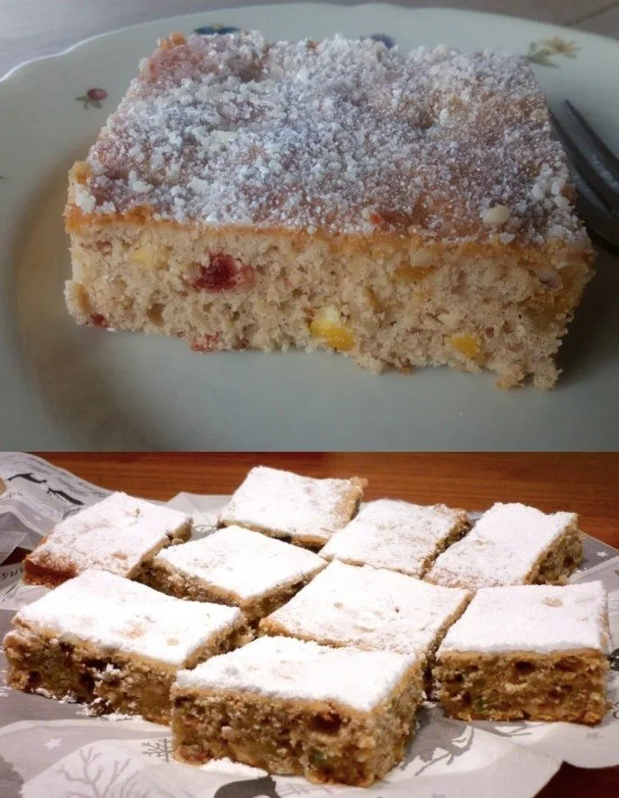 Kuchen mit Haselnüssen und Trockenfrüchten